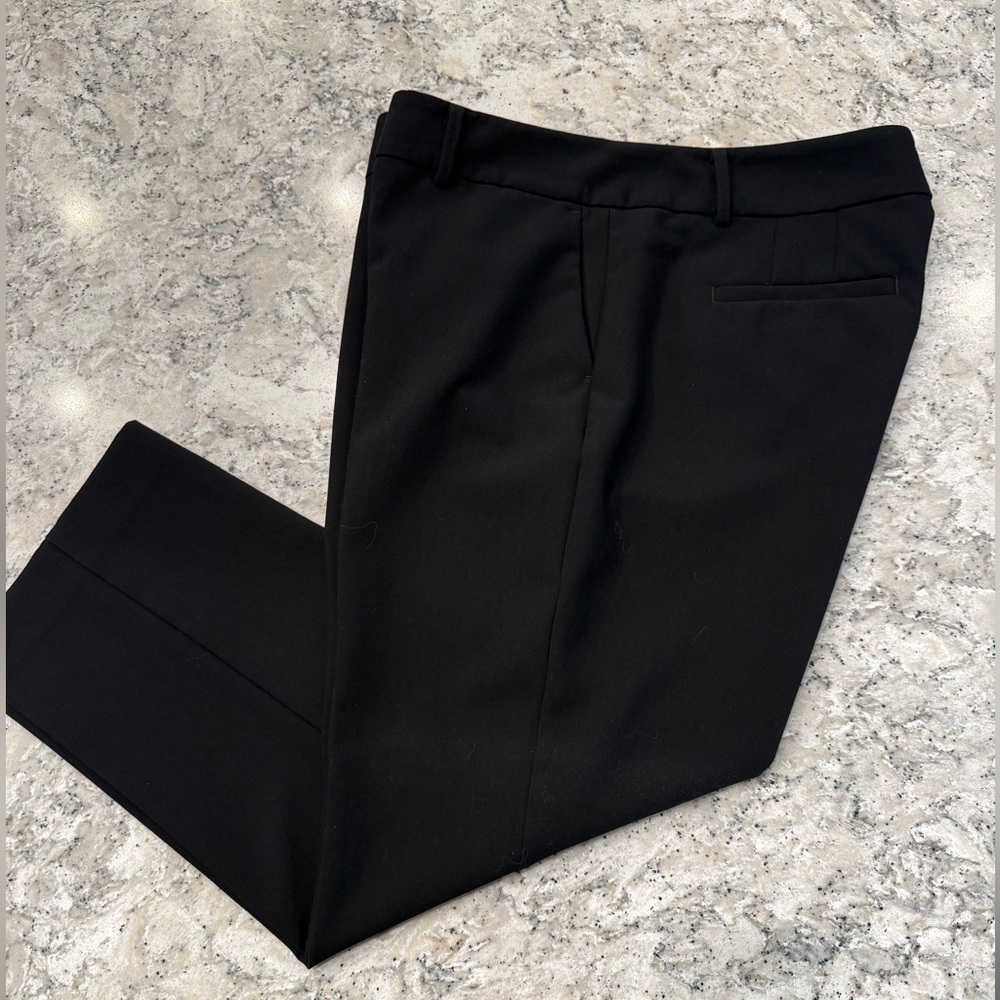 EUC Ann Taylor Factory Petite black flat front trousers, size 14P
